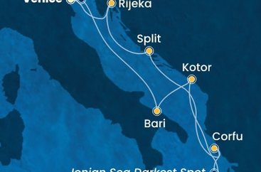 Taliansko, Čierna Hora, Grécko, Chorvátsko z Marghery na lodi Costa Deliziosa