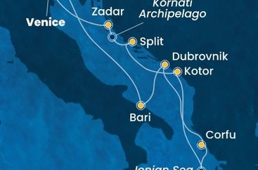 Taliansko, Chorvátsko, Grécko, Čierna Hora,  z Marghery na lodi Costa Deliziosa