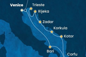 Taliansko, Grécko, Čierna Hora, Chorvátsko z Marghery na lodi Costa Deliziosa