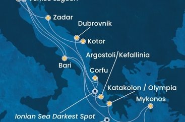 Taliansko, Grécko, Chorvátsko, Čierna Hora z Marghery na lodi Costa Deliziosa