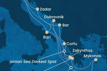 Taliansko, Grécko, Chorvátsko, Čierna Hora z Marghery na lodi Costa Deliziosa