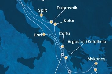 Taliansko, Grécko, Čierna Hora, Chorvátsko z Marghery na lodi Costa Deliziosa