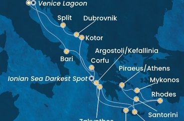 Taliansko, Grécko, Čierna Hora, Chorvátsko z Marghery na lodi Costa Deliziosa