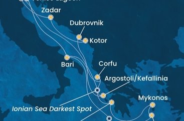 Taliansko, Grécko, Chorvátsko, Čierna Hora z Marghery na lodi Costa Deliziosa