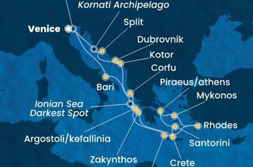 Taliansko, Grécko, Čierna Hora, Chorvátsko z Marghery na lodi Costa Deliziosa