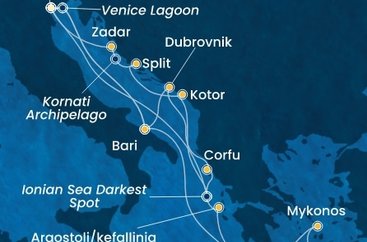Taliansko, Grécko, Chorvátsko, Čierna Hora z Marghery na lodi Costa Deliziosa