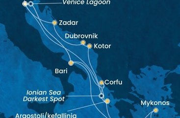 Taliansko, Grécko, Čierna Hora, Chorvátsko z Marghery na lodi Costa Deliziosa