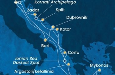 Taliansko, Chorvátsko, Grécko, Čierna Hora z Marghery na lodi Costa Deliziosa