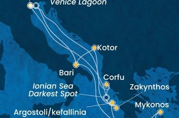 Taliansko, Grécko, Čierna Hora z Marghery na lodi Costa Deliziosa