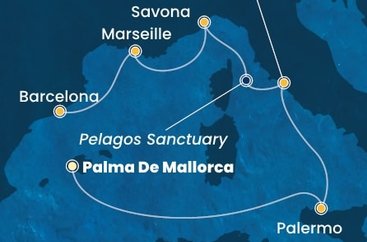 Španielsko, Taliansko, Francúzsko z Palmy de Mallorca na lodi Costa Toscana