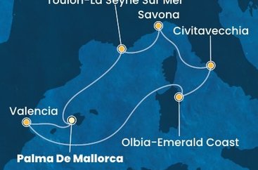 Španielsko, Taliansko, Francúzsko z Palmy de Mallorca na lodi Costa Pacifica