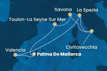 Španielsko, Taliansko, Francúzsko z Palmy de Mallorca na lodi Costa Pacifica