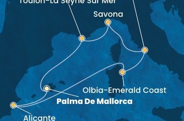 Španielsko, Taliansko, Francúzsko z Palmy de Mallorca na lodi Costa Pacifica
