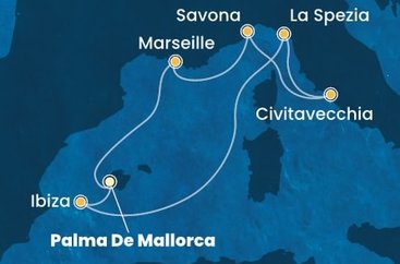 Španielsko, Taliansko, Francúzsko z Palmy de Mallorca na lodi Costa Pacifica