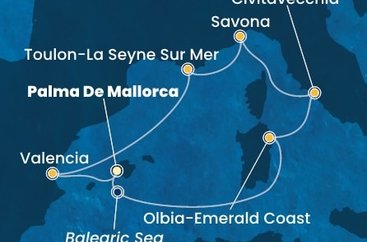 Španielsko, Taliansko, Francúzsko z Palmy de Mallorca na lodi Costa Pacifica