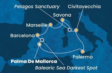 Španielsko, Taliansko, Francúzsko z Palmy de Mallorca na lodi Costa Toscana