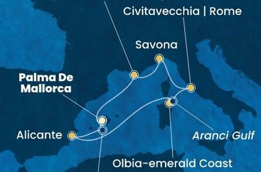 Španielsko, Taliansko, Francúzsko z Palmy de Mallorca na lodi Costa Pacifica