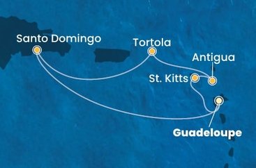 Guadeloupe, Svätý Krištof a Nevis, Antigua a Barbuda, Britské Panenské ostrovy, Dominikánska republika z Pointe-à-Pitre na lodi Costa Favolosa