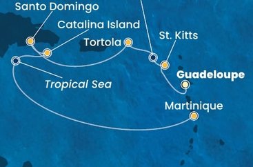 Guadeloupe, Svätý Krištof a Nevis, Britské Panenské ostrovy, Dominikánska republika, Martinik z Pointe-à-Pitre na lodi Costa Fascinosa Guadeloupe, Svätý Krištof a Nevis, Britské Panenské ostrovy, Dominikánska republika, Martinik z Pointe-à-Pitre na lodi Costa Fascinosa
