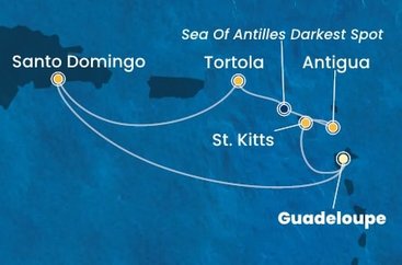 Guadeloupe, Svätý Krištof a Nevis, Antigua a Barbuda, Britské Panenské ostrovy, Dominikánska republika z Pointe-à-Pitre na lodi Costa Favolosa