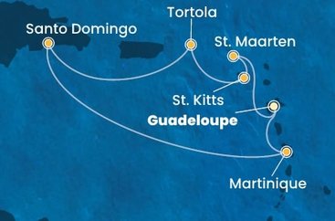 Guadeloupe, Svatý Martin, Svätý Krištof a Nevis, Britské Panenské ostrovy, Dominikánska republika, Martinik z Pointe-à-Pitre na lodi Costa Favolosa