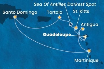 Guadeloupe, Svätý Krištof a Nevis, Britské Panenské ostrovy, Dominikánska republika, Martinik, Antigua a Barbuda z Pointe-à-Pitre na lodi Costa Fascinosa