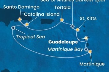 Guadeloupe, Svätý Krištof a Nevis, Britské Panenské ostrovy, Dominikánska republika, Martinik z Pointe-à-Pitre na lodi Costa Fascinosa