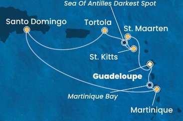 Guadeloupe, Svatý Martin, Svätý Krištof a Nevis, Britské Panenské ostrovy, Dominikánska republika, Martinik z Pointe-à-Pitre na lodi Costa Favolosa