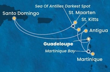 Guadeloupe, Svätý Krištof a Nevis, Svatý Martin, Dominikánska republika, Antigua a Barbuda, Martinik z Pointe-à-Pitre na lodi Costa Favolosa