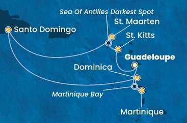 Guadeloupe, Svätý Krištof a Nevis, Svatý Martin, Dominikánska republika, Dominika, Martinik z Pointe-à-Pitre na lodi Costa Favolosa