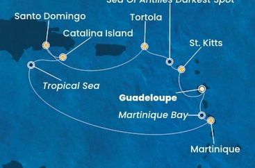 Guadeloupe, Svätý Krištof a Nevis, Britské Panenské ostrovy, Dominikánska republika, Martinik z Pointe-à-Pitre na lodi Costa Fascinosa