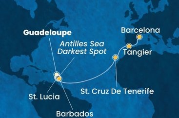 Guadeloupe, Svätá Lucia, , Barbados, Španielsko, Maroko z Pointe-à-Pitre na lodi Costa Fascinosa