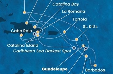 Guadeloupe, Svätý Krištof a Nevis, Britské Panenské ostrovy, Dominikánska republika, Veľká Británia, Martinik, Barbados z Pointe-à-Pitre na lodi Costa Fascinosa