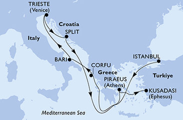 Turecko, Grécko, Taliansko, Chorvátsko z Istanbulu na lodi MSC Splendida
