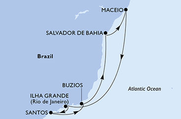 Brazília zo Salvadoru na lodi MSC Virtuosa