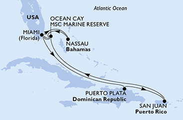 USA, Bahamy, Dominikánska republika z Miami na lodi MSC Seaside