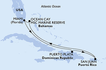 USA, Dominikánska republika, Bahamy z Miami na lodi MSC Seaside