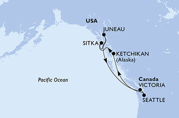USA, Kanada zo Seattlu na lodi MSC Poesia