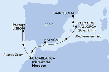 Portugalsko, Maroko, Španielsko z Lisabonu na lodi MSC Seaview