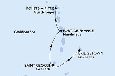 Barbados, Grenada, Martinik, Guadeloupe z Bridgetownu na lodi MSC World Europa