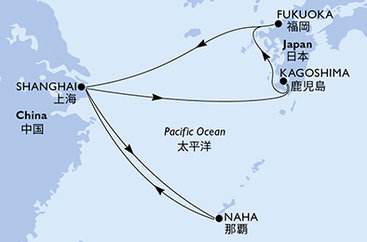 Čína, Japonsko zo Šanghaja na lodi MSC Bellissima