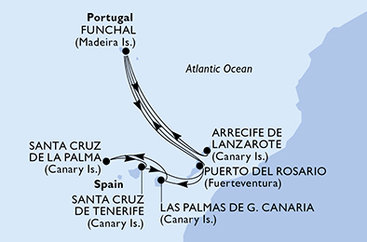 z Lanzarote, Portugalsko, Španielsko z Lanzarote na lodi MSC Euribia