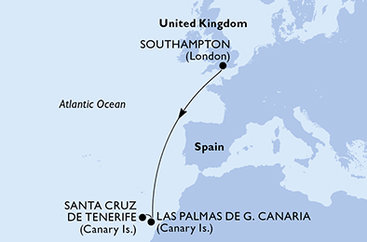 Veľká Británia, Španielsko zo Southamptonu na lodi MSC Euribia