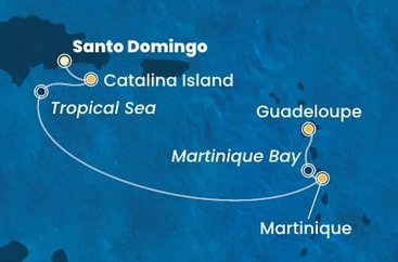 Dominikánska republika, Martinik, Guadeloupe zo Santa Dominga na lodi Costa Fascinosa