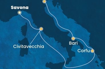 Taliansko, Grécko ze Savony na lodi Costa Deliziosa