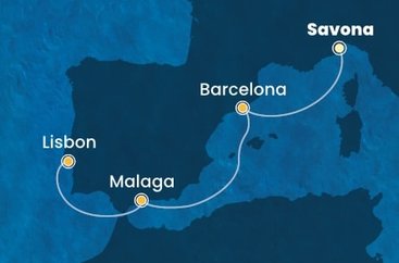 Taliansko, Francúzsko, Španielsko, Tunisko ze Savony na lodi Costa Smeralda