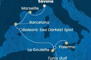 Taliansko, Francúzsko, Španielsko, Tunisko ze Savony na lodi Costa Smeralda