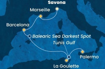 Taliansko, Francúzsko, Španielsko, Tunisko ze Savony na lodi Costa Smeralda