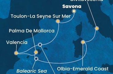 Taliansko, Francúzsko, Španielsko ze Savony na lodi Costa Pacifica