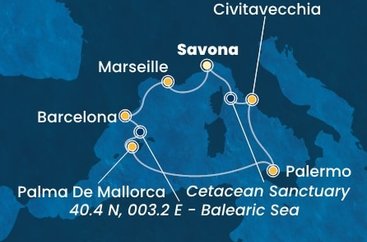 Taliansko, Francúzsko, Španielsko ze Savony na lodi Costa Toscana